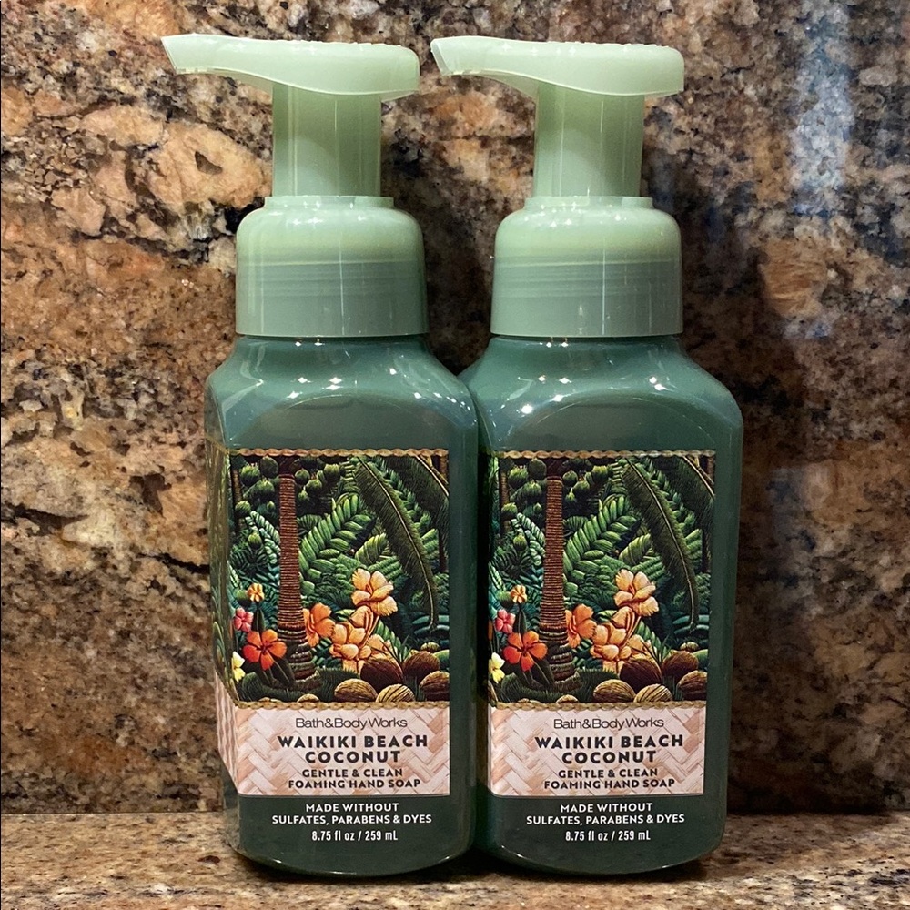 Two (2) “WAIKIKI BEACH COCONUT” BBW 8.75 fl oz, Gentle&Clean Foam Hand Soap, NWT
